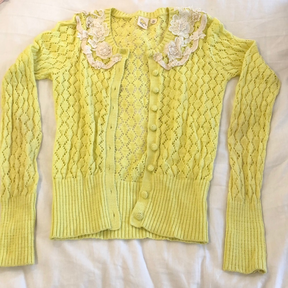 Anthropologie Embroidered Floral Cardigan